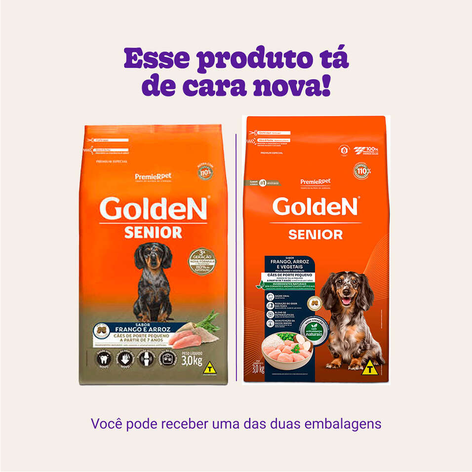 Ração Seca PremieR Pet Golden Formula Cães Sênior Mini Bits Frango e Arroz - 3Kg