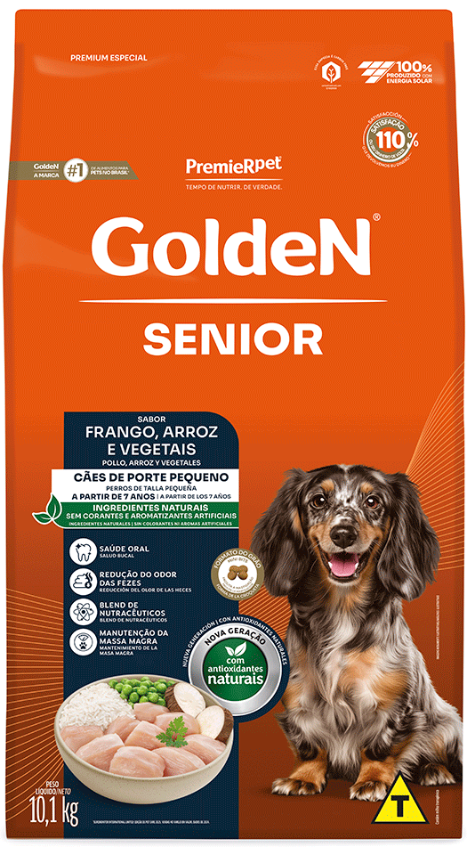 Ração Seca PremieR Pet Golden Formula Cães Sênior Mini Bits Frango e Arroz - 10Kg