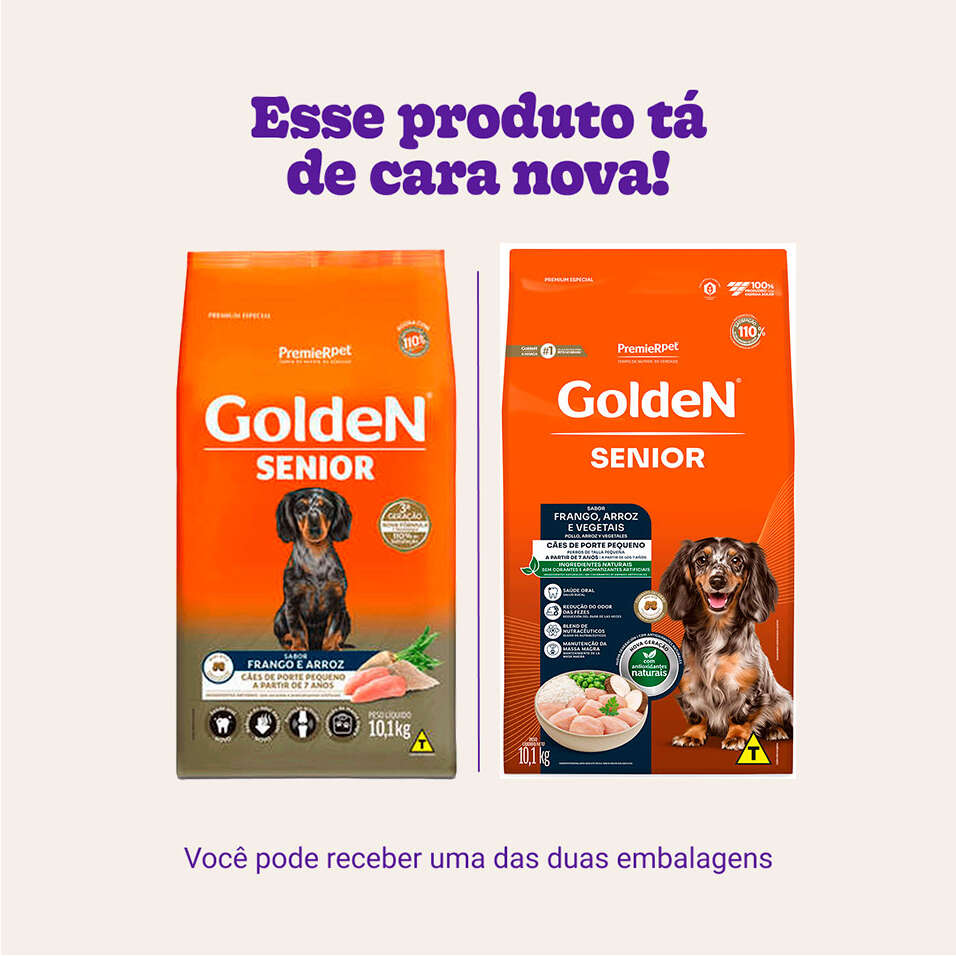 Ração Seca PremieR Pet Golden Formula Cães Sênior Mini Bits Frango e Arroz - 10Kg