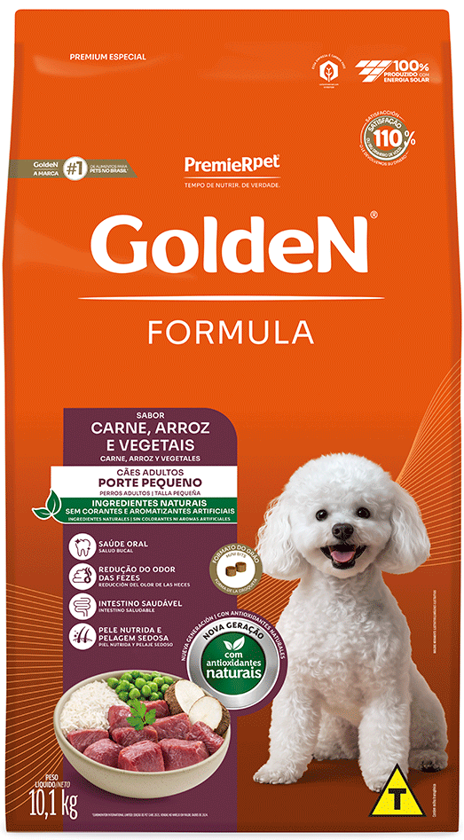 Ração Seca Golden Formula para Cães Adultos Raça Pequena sabor Carne e Arroz - 10,1Kg
