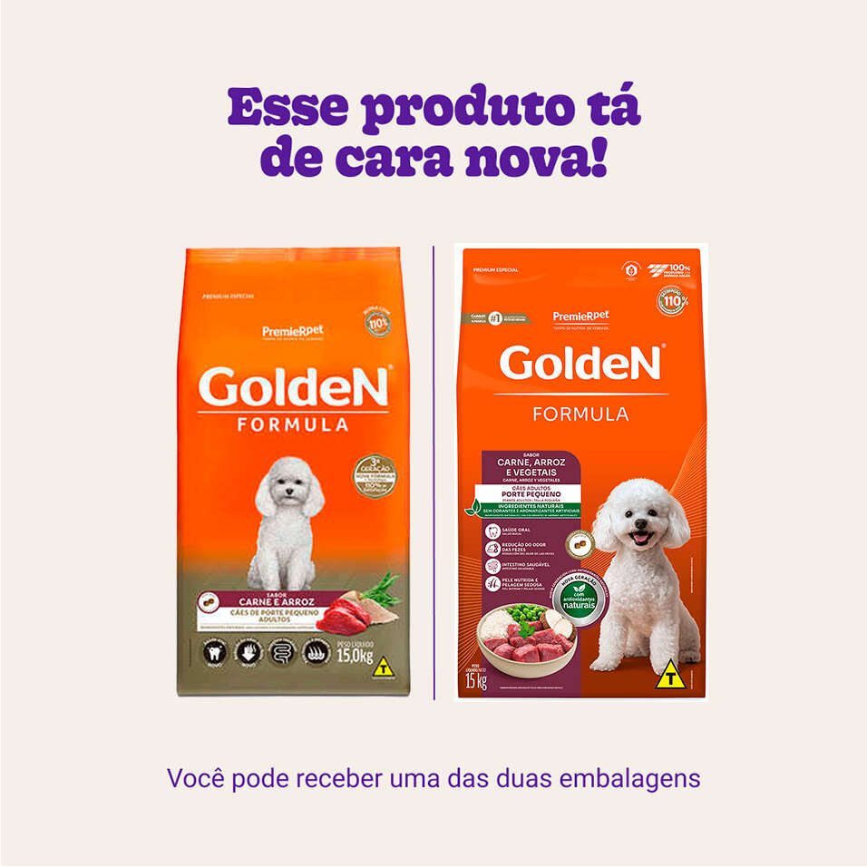 Ração Seca PremieR Pet Golden Formula Carne e Arroz para Cães Adultos de Raças Pequenas - 15Kg