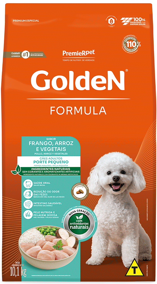 Ração Seca PremieR Pet Golden Formula Cães Adultos Mini Bits Frango e Arroz - 10Kg