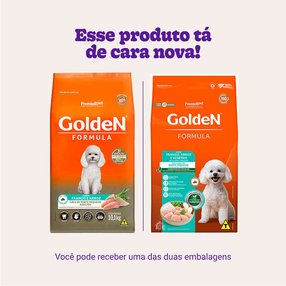 Ração Seca PremieR Pet Golden Formula Cães Adultos Mini Bits Frango e Arroz - 10Kg
