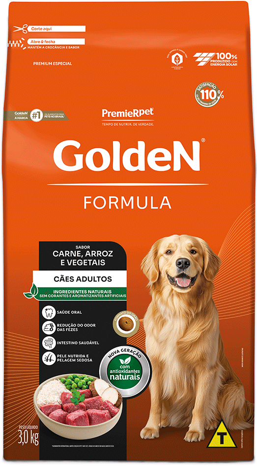Ração Seca PremieR Pet Golden Formula Carne e Arroz para Cães Adultos - 3Kg
