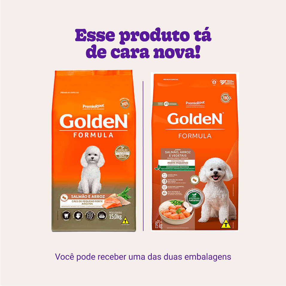 Ração Seca PremieR Pet Golden Formula Mini Bits Salmão e Arroz para Cães Adultos de Raças Pequenas - 15Kg