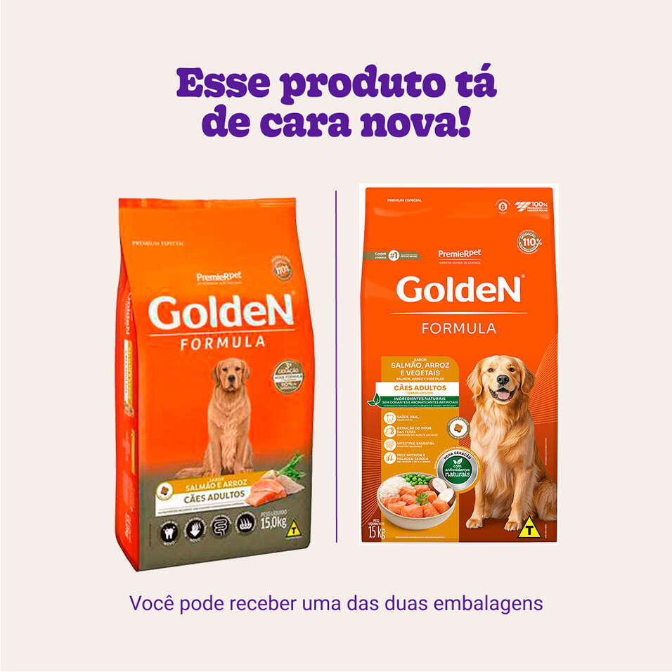Ração Seca PremieR Pet Golden Formula Cães Adultos Salmão e Arroz - 15Kg