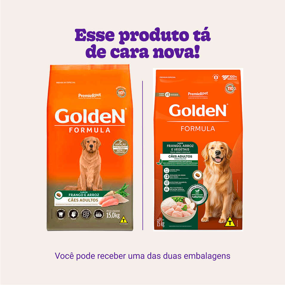 Ração Seca PremieR Pet Golden Formula Cães Adultos Frango e Arroz - 15Kg
