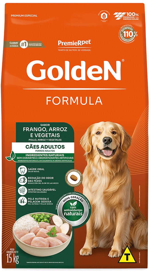 Ração Seca PremieR Pet Golden Formula Cães Adultos Frango e Arroz - 15Kg