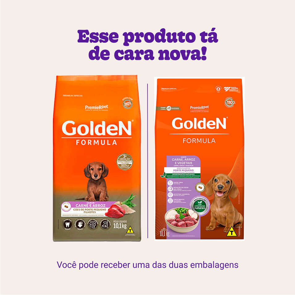 Ração Seca PremieR Pet Golden Formula Carne e Arroz para Cães Filhotes de Raças Pequenas - 10,1Kg