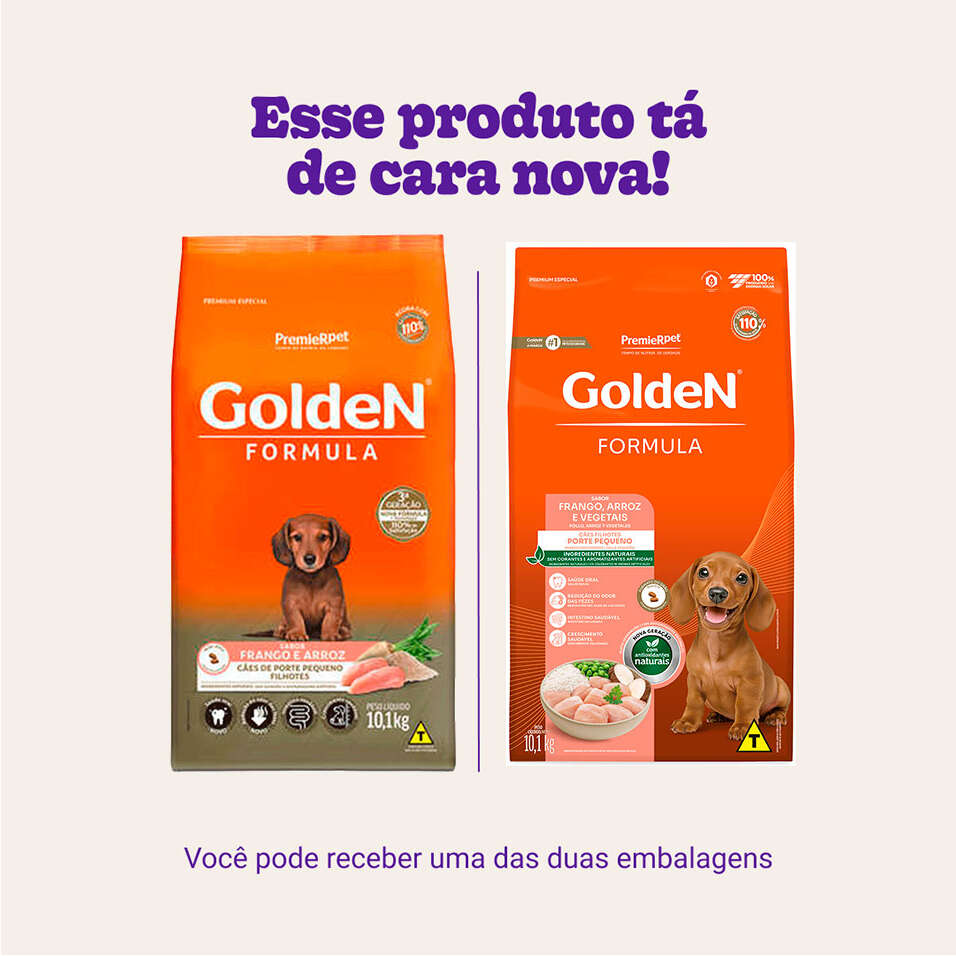 Ração Seca Golden Formula Cães Filhotes Mini Bits Frango, Arroz e Vegetais - 10,1Kg