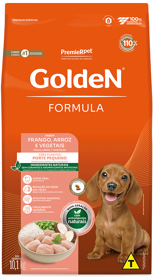 Ração Seca Golden Formula Cães Filhotes Mini Bits Frango, Arroz e Vegetais - 10,1Kg