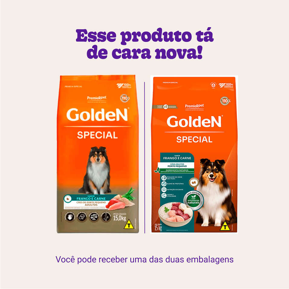 Ração Seca Golden Special para Cães Adultos porte Pequeno sabor Frango e Carne - 15Kg