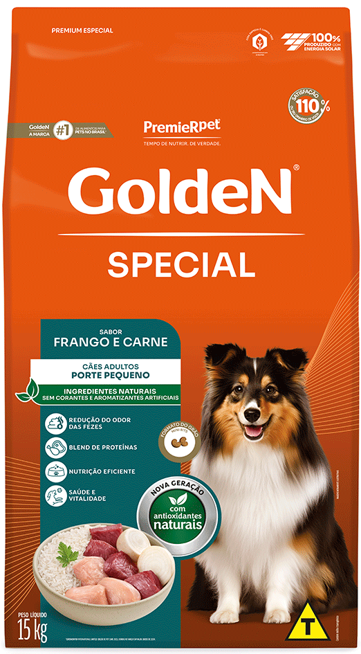 Ração Seca Golden Special para Cães Adultos porte Pequeno sabor Frango e Carne - 15Kg