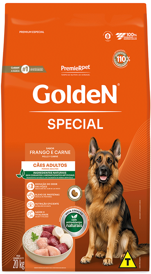 Ração Seca PremieR Pet Golden Special Cães Adultos Frango e Carne - 20Kg
