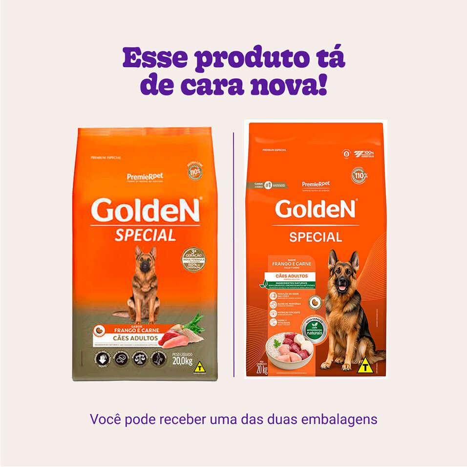 Ração Seca PremieR Pet Golden Special Cães Adultos Frango e Carne - 20Kg