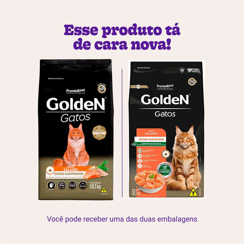 Ração Seca PremieR Pet Golden Salmão para Gatos Adultos Castrados - 10,1Kg