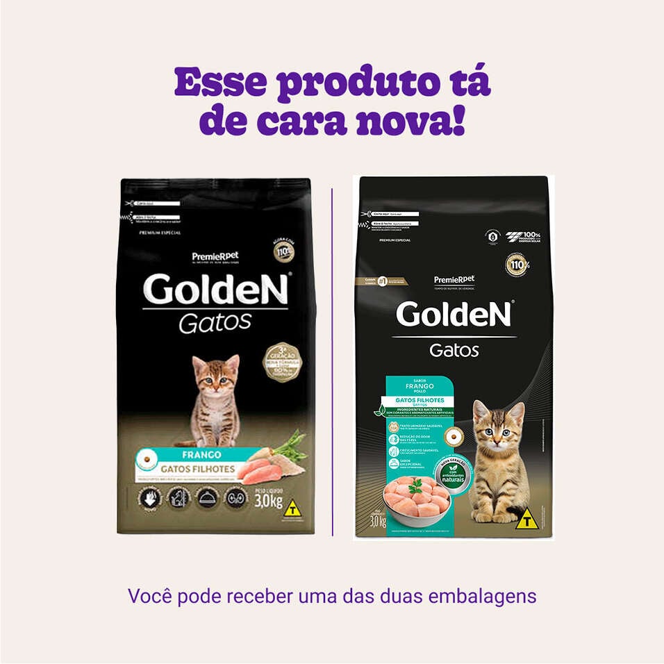 Ração Seca PremieR Pet Golden Gatos Filhotes Frango - 3Kg