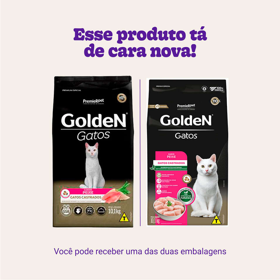 Ração Seca GoldeN Peixe para Gatos Castrados - 10,1Kg
