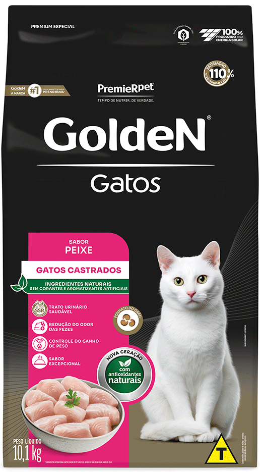 Ração Seca GoldeN Peixe para Gatos Castrados - 10,1Kg