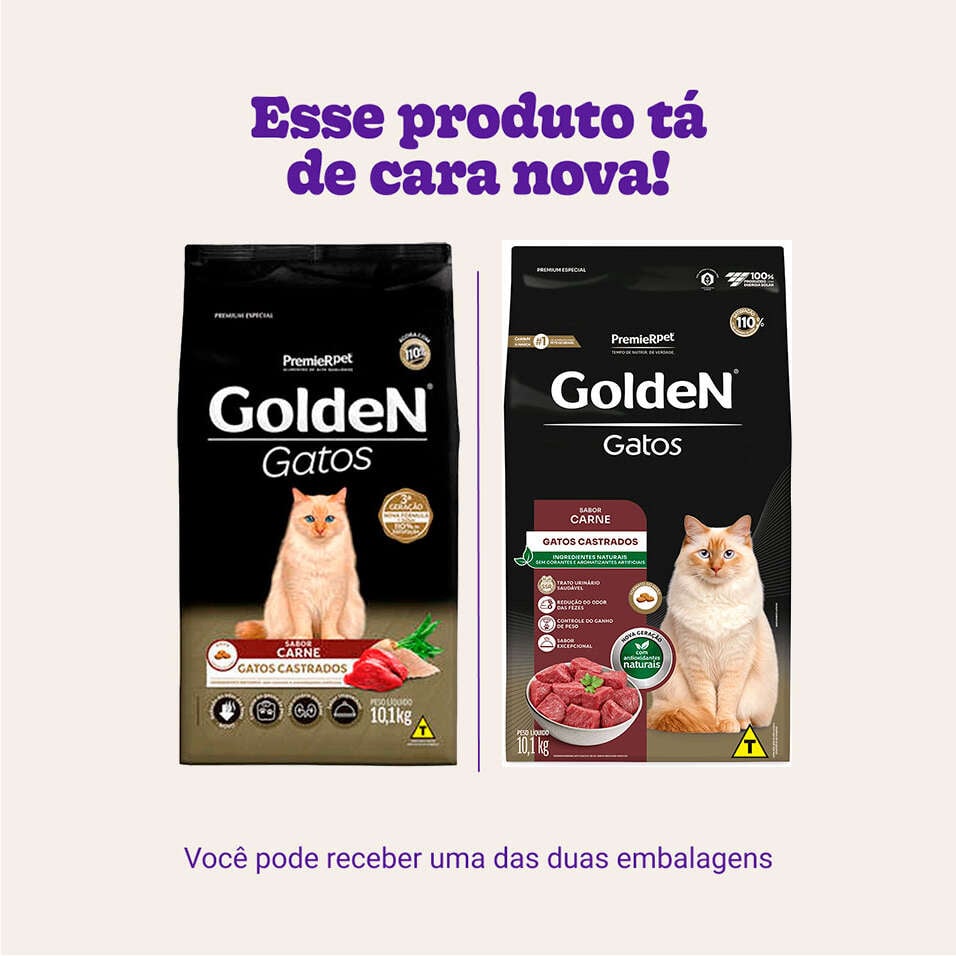 Ração Seca PremieR Pet Golden Carne para Gatos Castrados - 10,1Kg