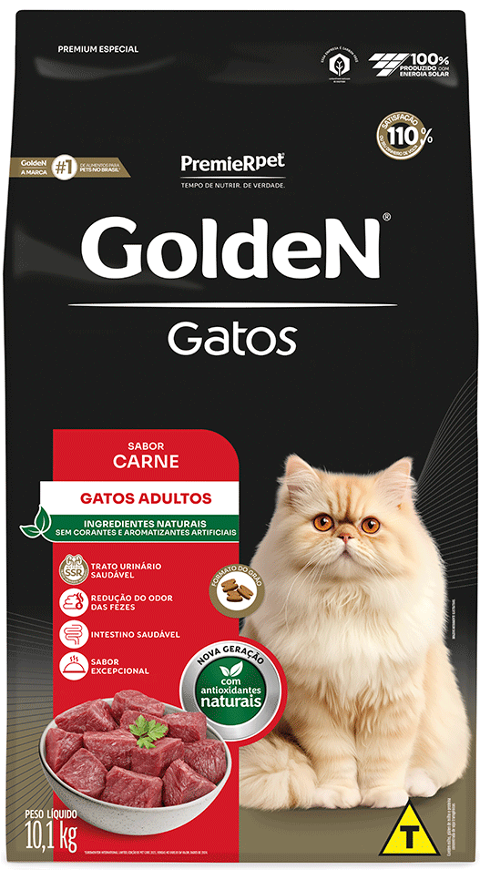 Ração Seca PremieR Pet Golden Gatos Adultos Carne - 10,1Kg