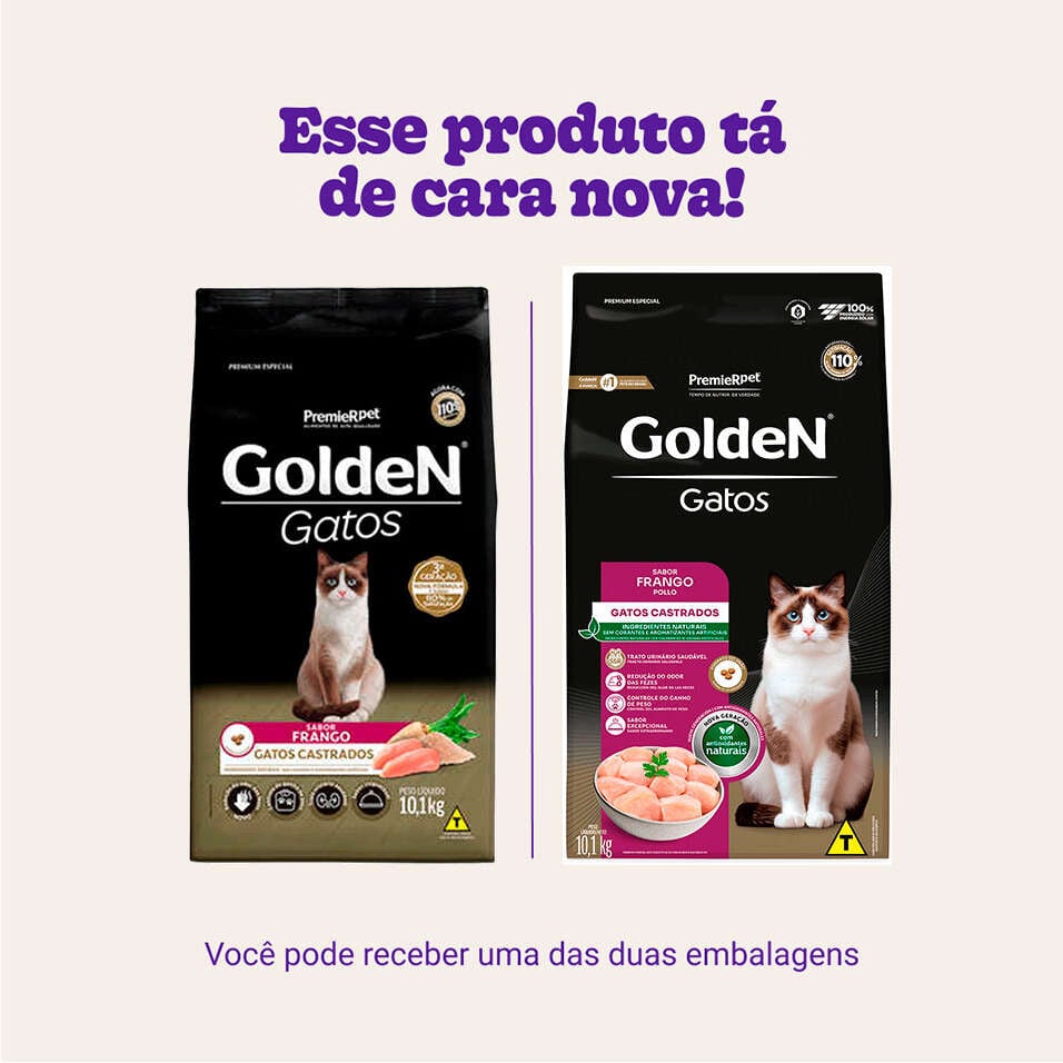 Ração Seca PremieR Pet Golden Gatos Adultos Castrados Frango - 10Kg