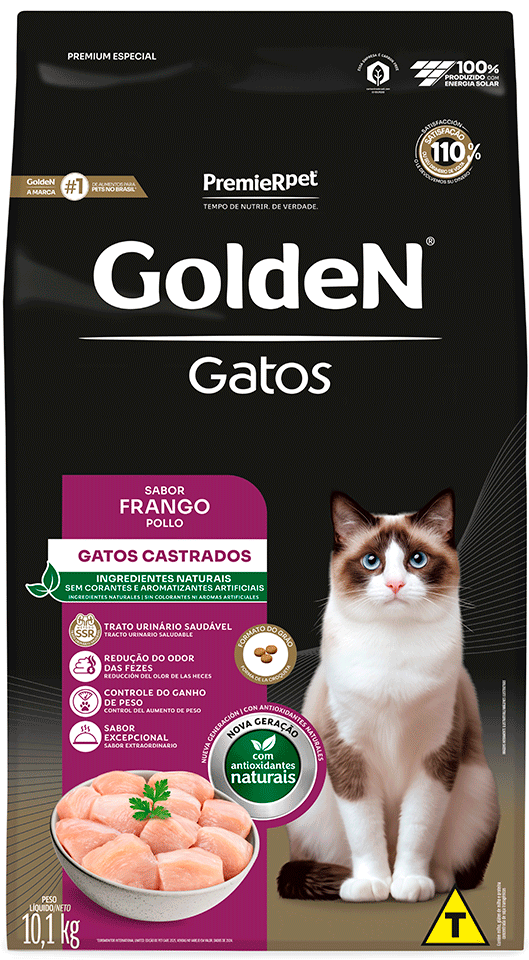 Ração Seca PremieR Pet Golden Gatos Adultos Castrados Frango - 10Kg