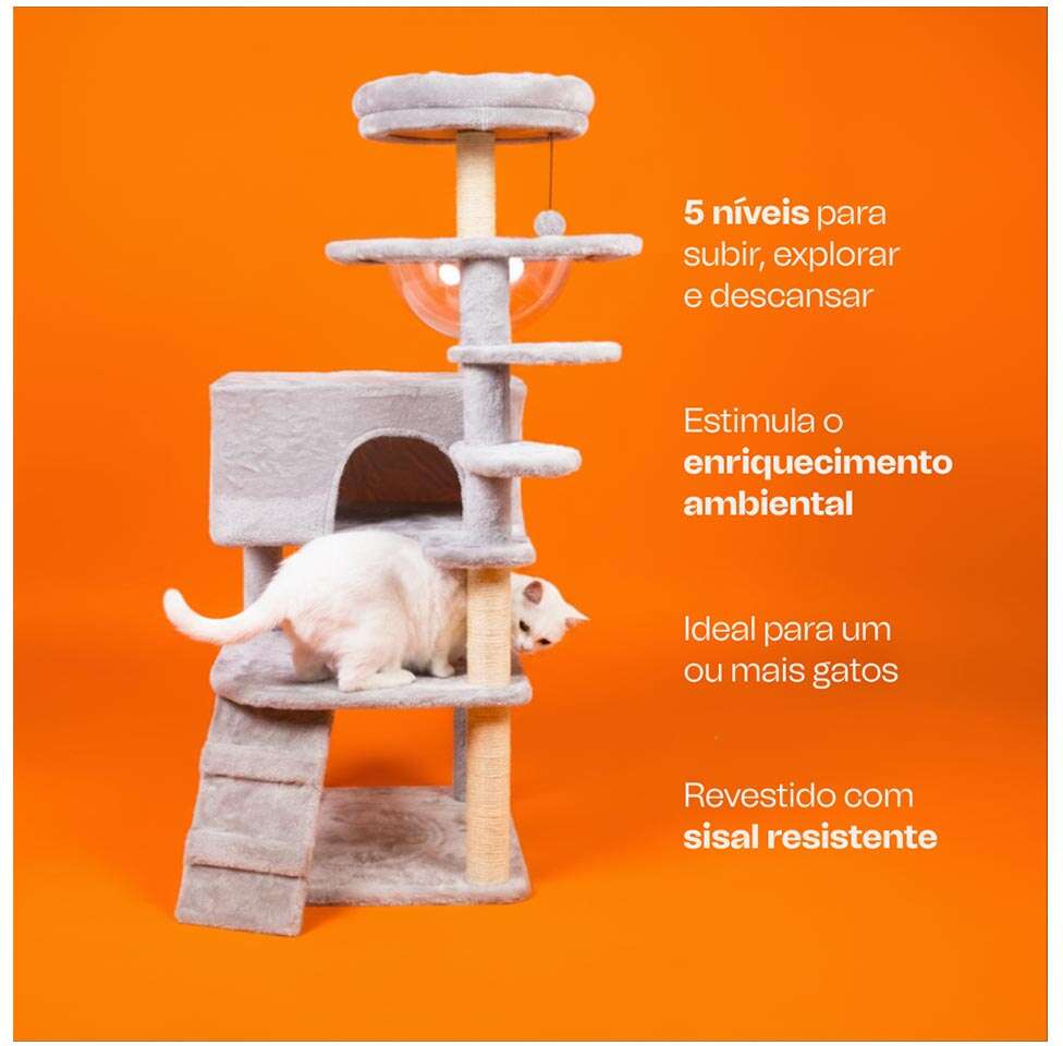 Brinquedo Arranhador Torre Meau 5 andares para Gatos - Tam. Único