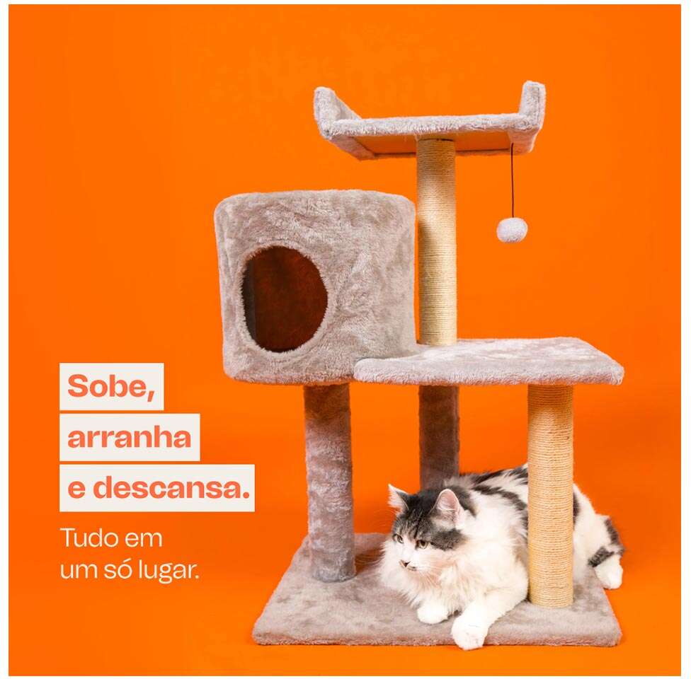 Brinquedo Arranhador Torre Meau 3 andares para Gatos - Tam. Único