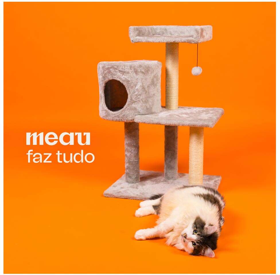 Brinquedo Arranhador Torre Meau 3 andares para Gatos - Tam. Único