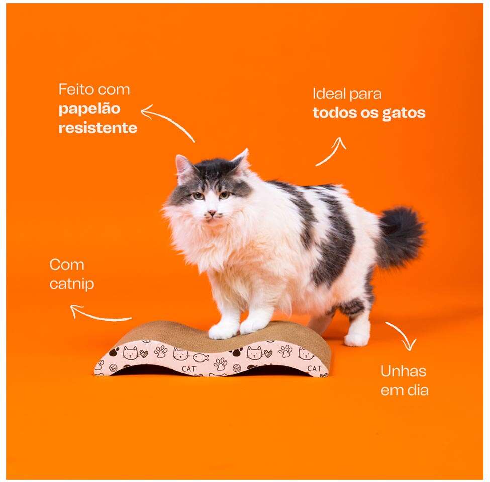 Brinquedo Arranhador Meau Ondulado de Papelão para Gatos - Tam. Único