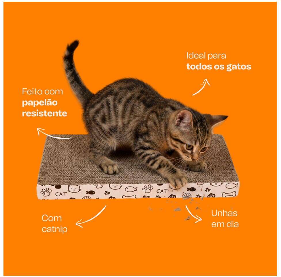 Brinquedo Arranhador Meau Retangular de Papelão para Gatos - Tam. Único