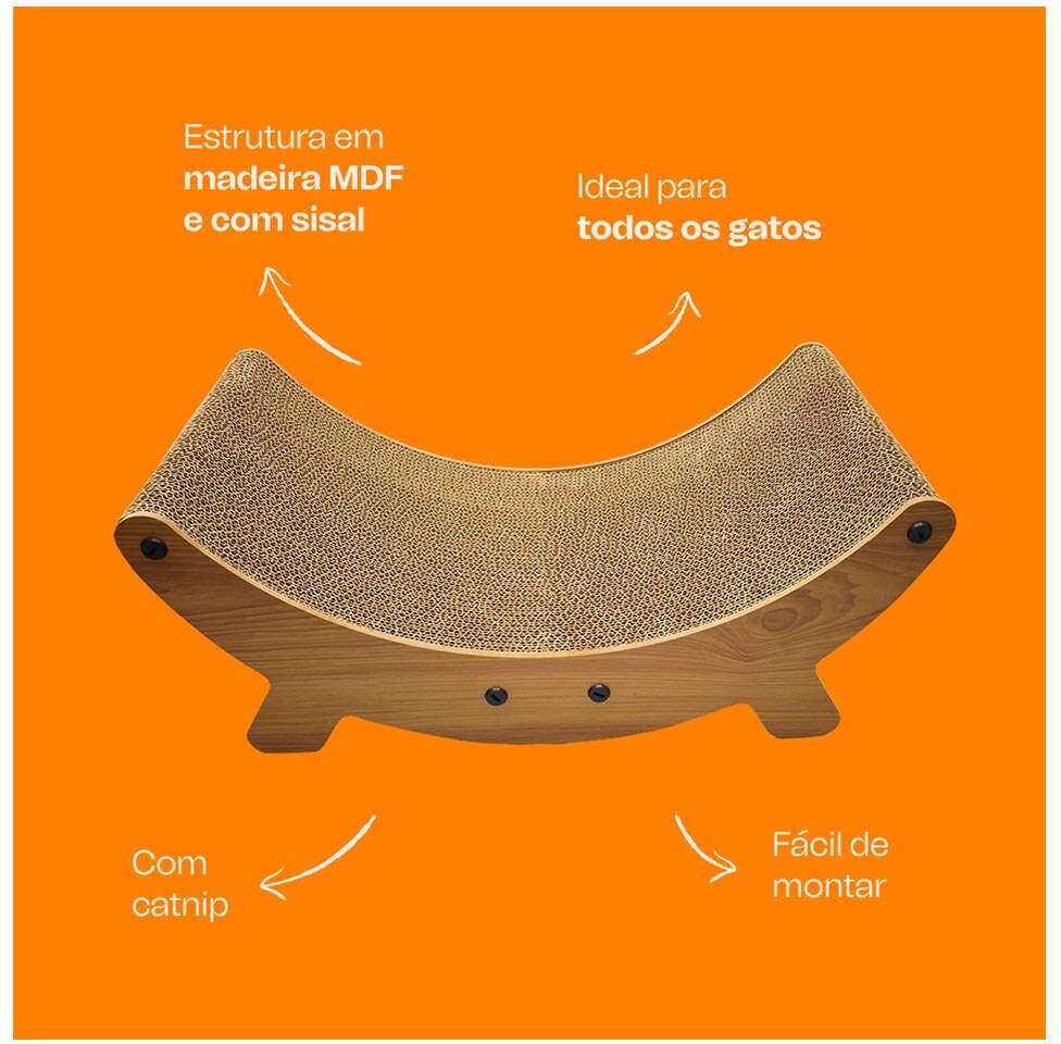 Brinquedo Arranhador Meau Madeira e Sisal para Gatos - Tam. Único