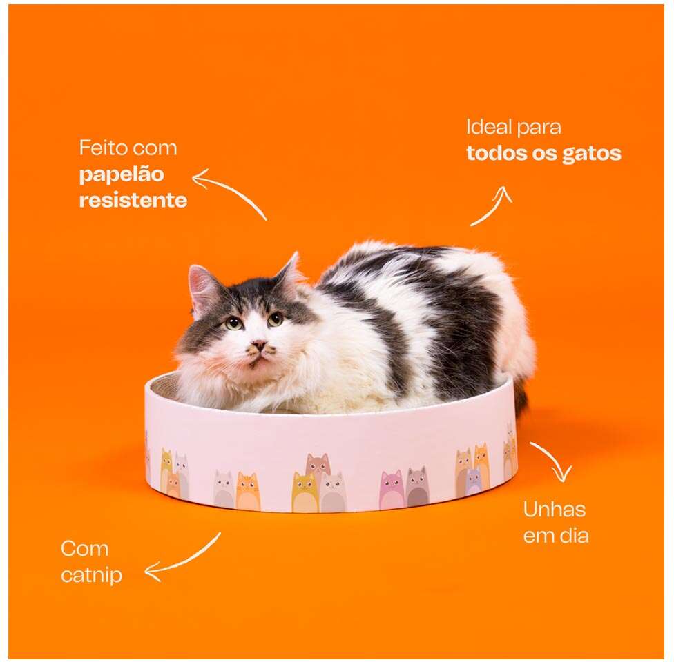 Brinquedo Arranhador Meau Redondo de Papelão para Gatos - Tam. Único