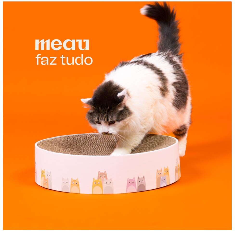 Brinquedo Arranhador Meau Redondo de Papelão para Gatos - Tam. Único