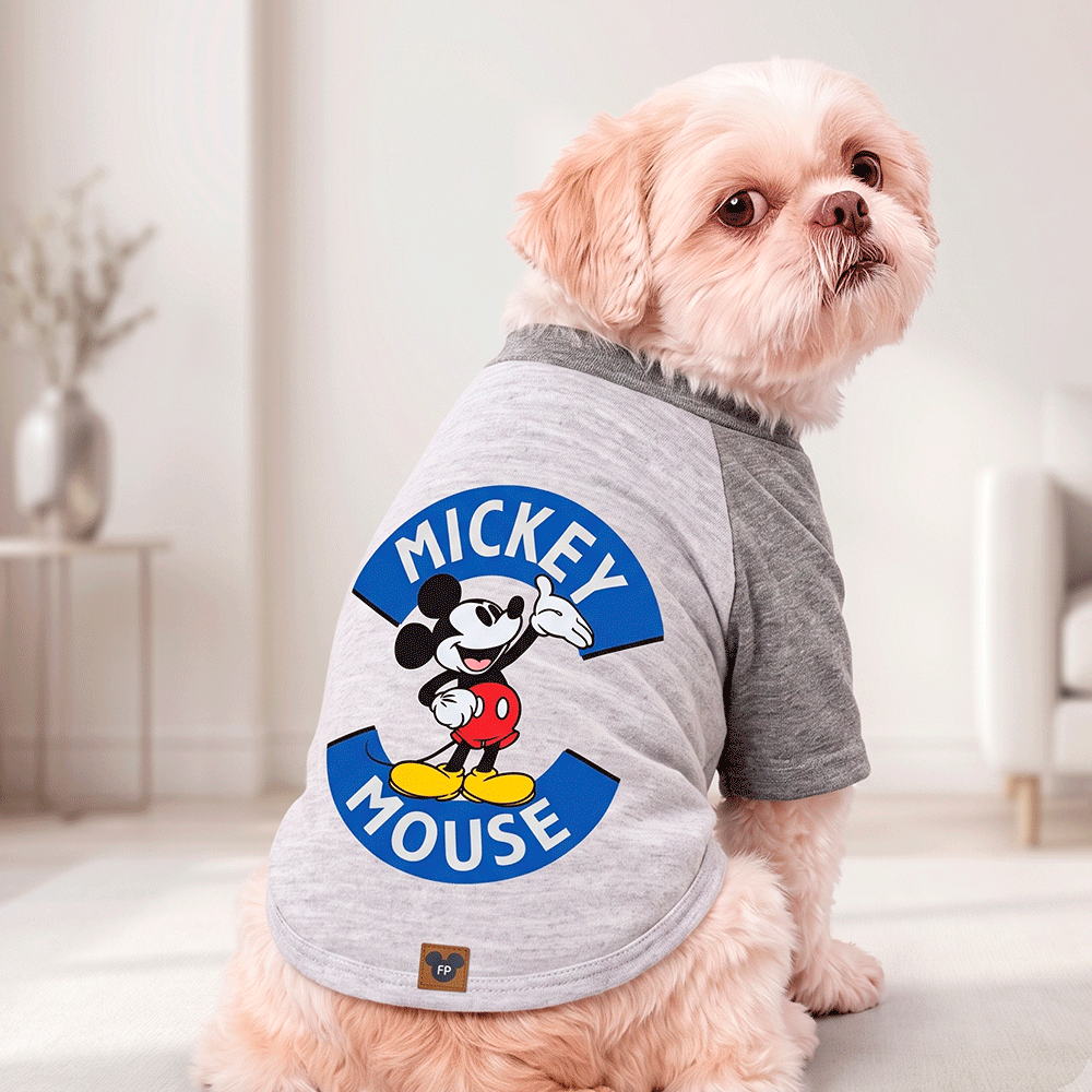 Moletom Disney Mickey Mouse Cinza com Azul - Tam. 06