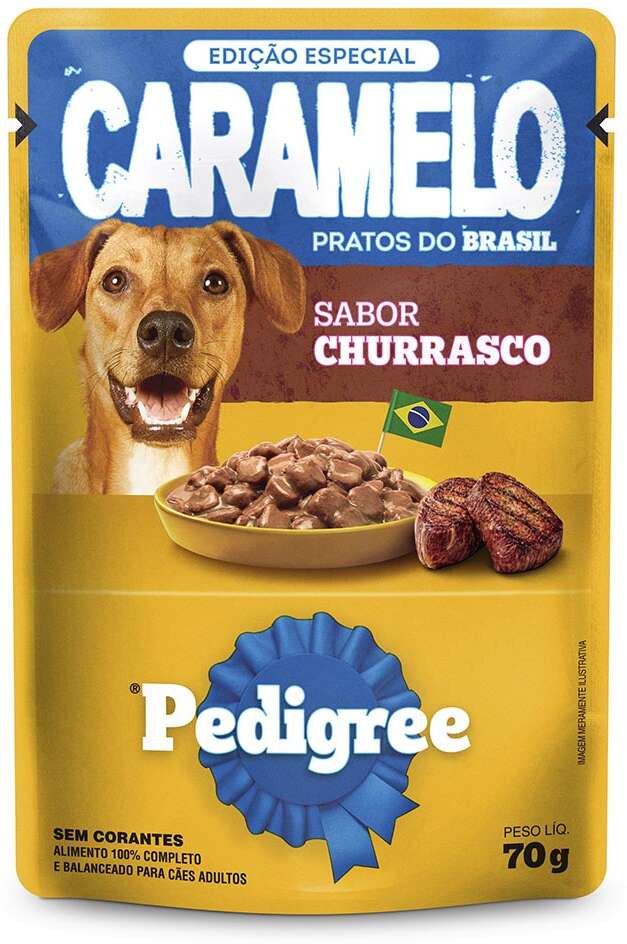 Ração Úmida Pedigree Caramelo para Cães Adultos sabor Churrasco - 70 g