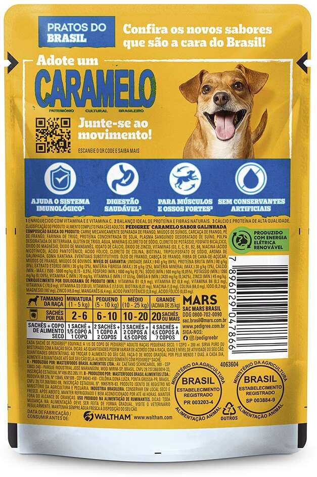 Ração Úmida Pedigree Caramelo para Cães Adultos sabor Galinhada - 70 g