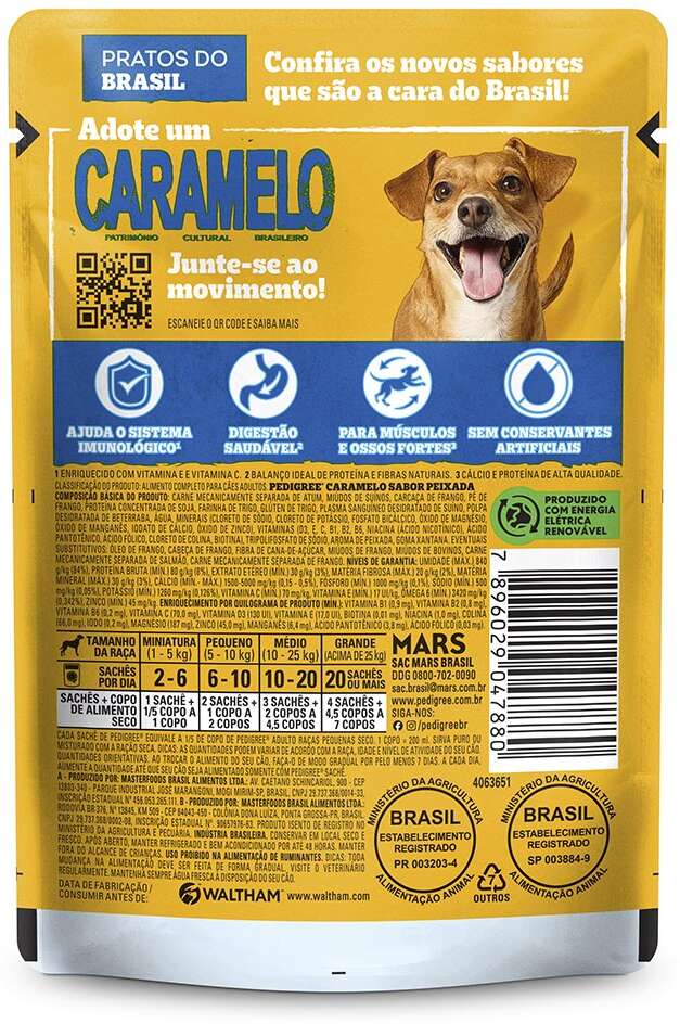 Ração Úmida Pedigree Caramelo para Cães Adultos sabor Peixada - 70 g
