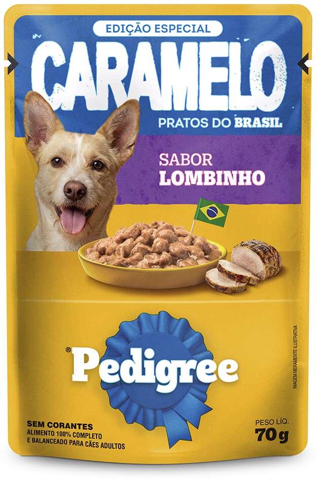 Ração Úmida Pedigree Caramelo para Cães Adultos sabor Lombinho - 70 g