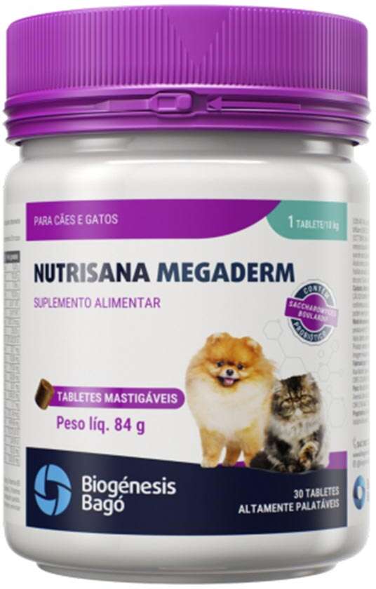 Suplemento Alimentar Nutrisana Megaderm para Cães e Gatos - 30 Tabletes
