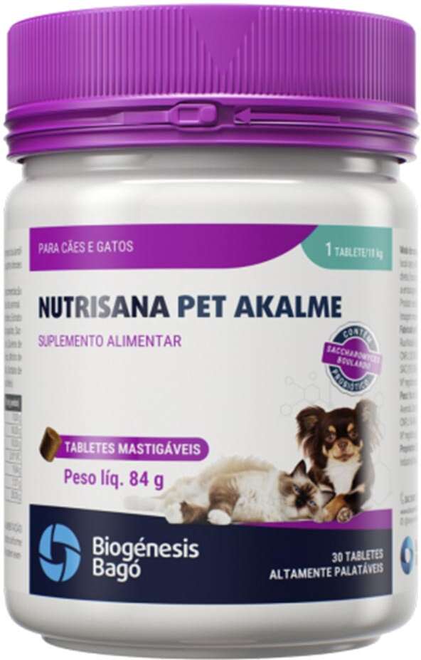 Suplemento Alimentar Nutrisana Pet Akalme para Cães e Gatos - 30 Tabletes