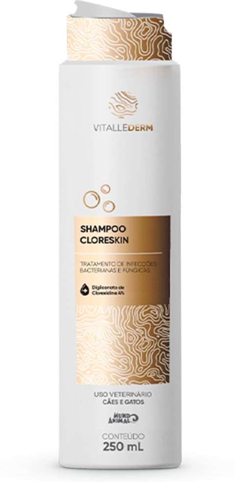 Shampoo para Tratamento Vitallederm Cloreskin para Cães e Gatos - 250 mL