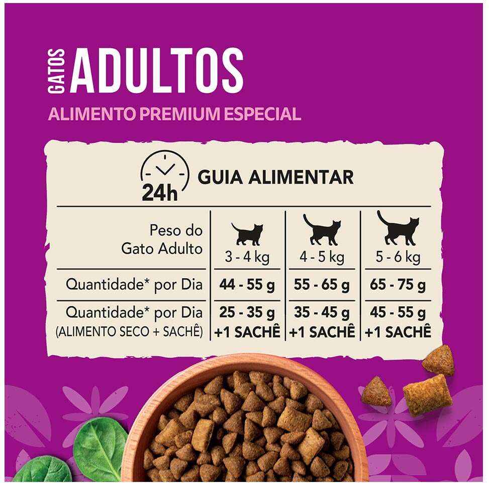 Ração Seca Whiskas Superfoods para Gatos Adultos sabor Salmão e Linhaça - 10,1Kg