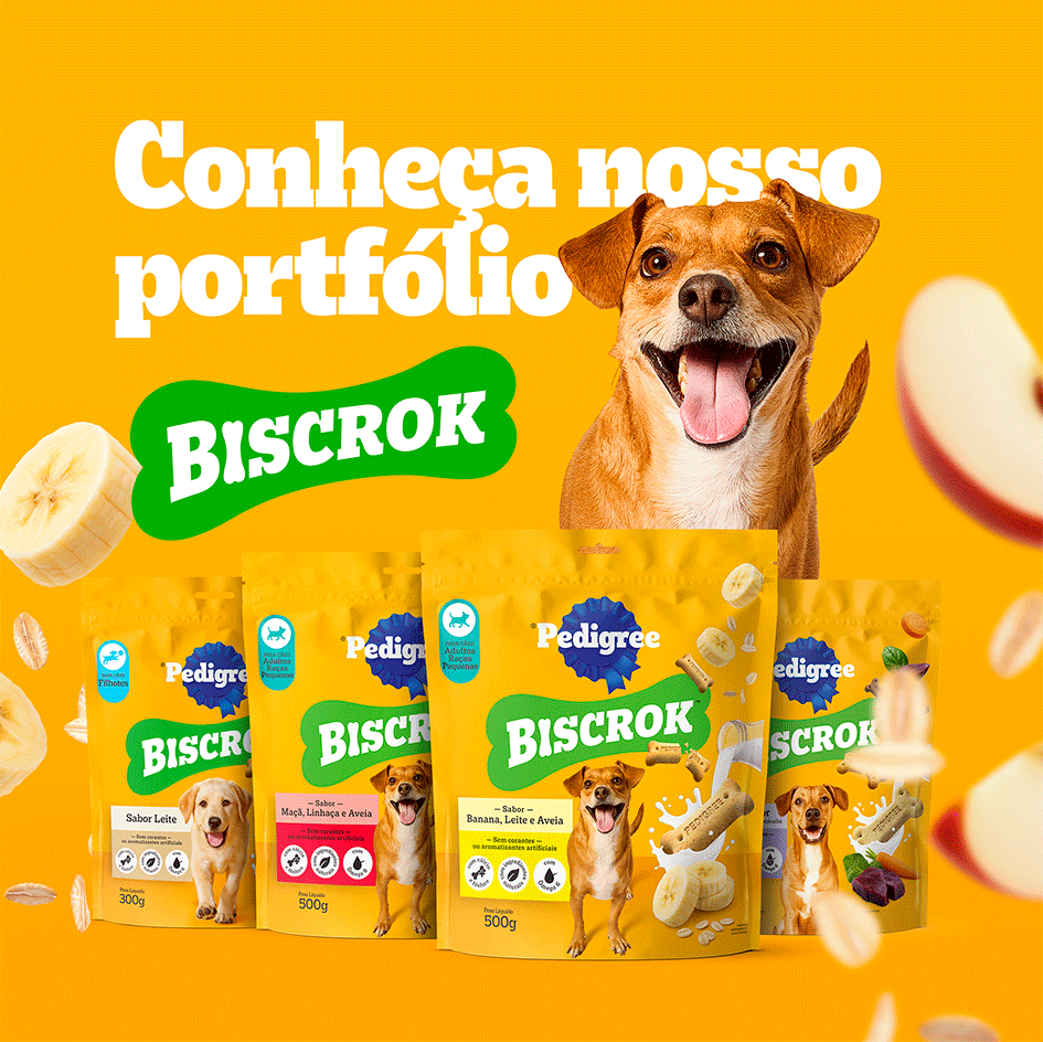 Biscoito Pedigree Biscrok para Cães Adultos Raças Pequenas sabor Maça, Linhaça e Aveia - 500 g