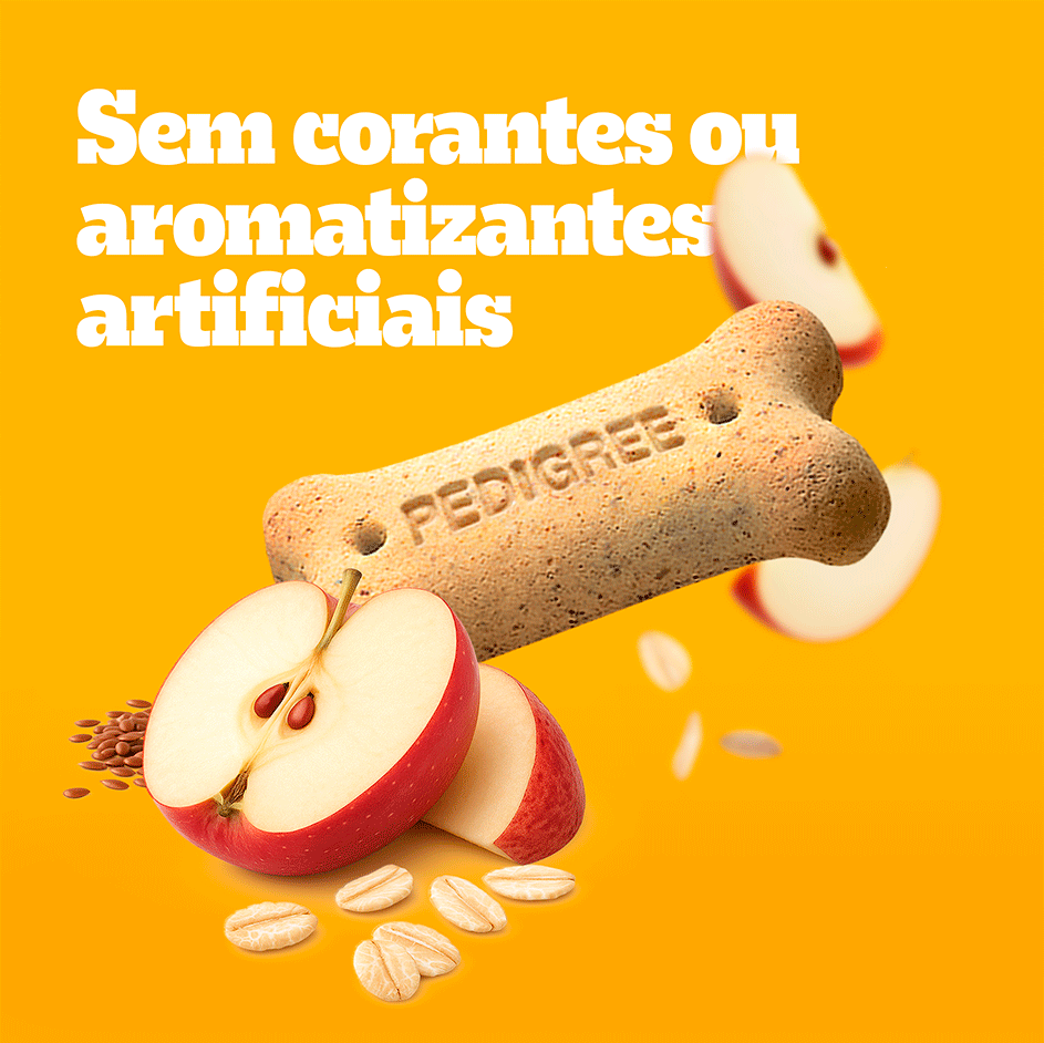 Biscoito Pedigree Biscrok para Cães Adultos Raças Pequenas sabor Maça, Linhaça e Aveia - 500 g