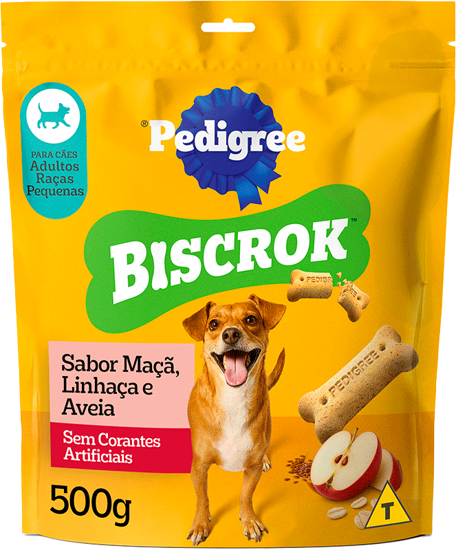 Biscoito Pedigree Biscrok para Cães Adultos Raças Pequenas sabor Maça, Linhaça e Aveia - 500 g