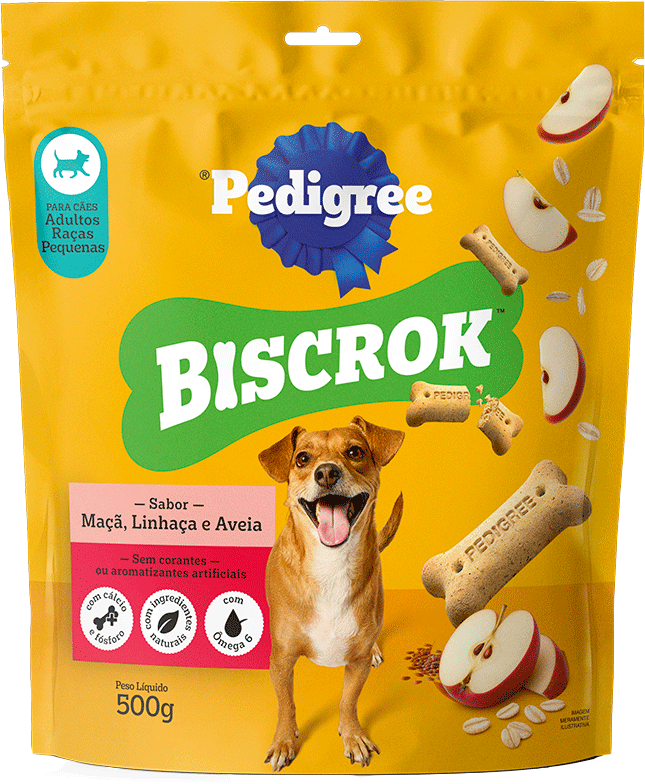 Biscoito Pedigree Biscrok para Cães Adultos Raças Pequenas sabor Maça, Linhaça e Aveia - 500 g