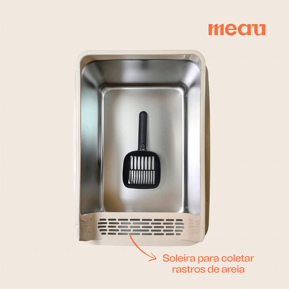 Caixa de Areia Meau Inox com Soleira para Gatos - Tam. G