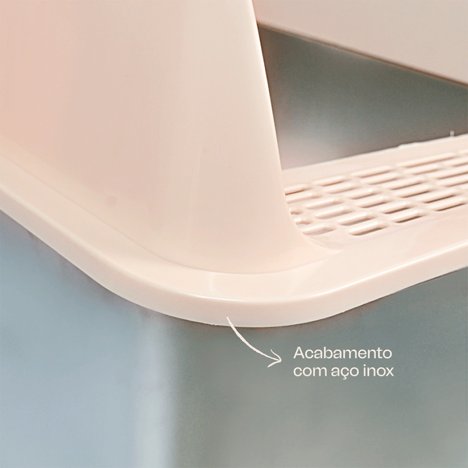 Caixa de Areia Meau Inox com Soleira para Gatos - Tam. G